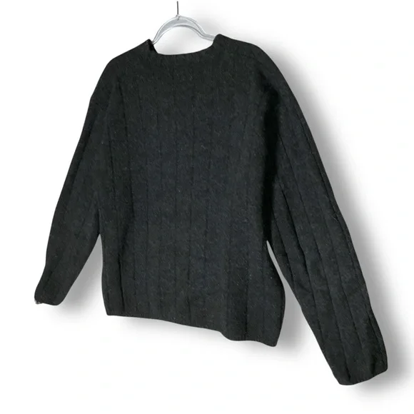 J. Crew Men’s Lambswool Sweater Sz XL Cable Knit V Neck Charcoal Gray - Picture 9 of 10